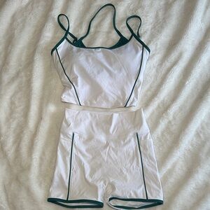 Berlook Women's White and Green Workout / Pilates  Set